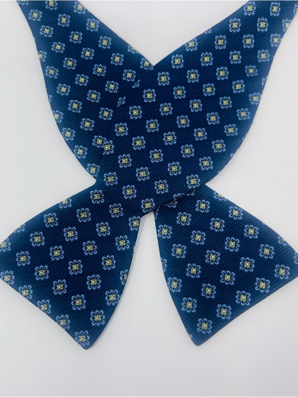 Barbara Blank Blue Floral Self Tie Bow Tie Adjustable